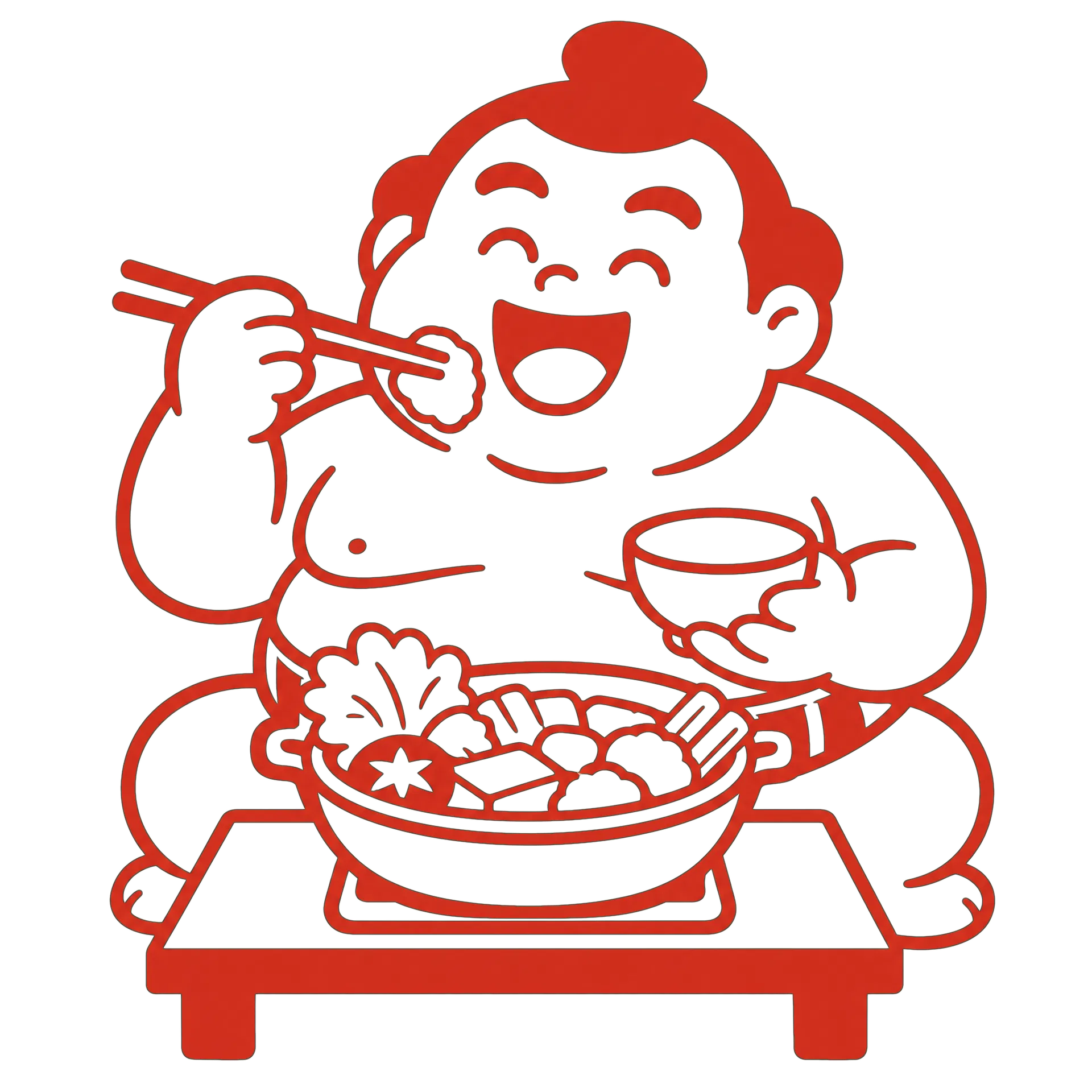 ちゃんこ鍋を食べる人 イラスト